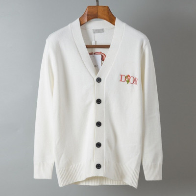 디올 남성 화이트 브이넥 가디건 - Dior Mens White Cardigan - di12x