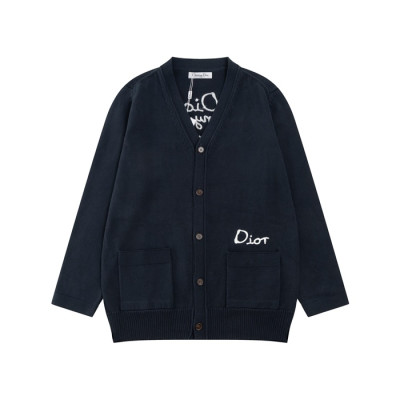 디올 남/녀 네이비 크루넥 가디건 - Dior Unisex Navy Cardigan - di53x