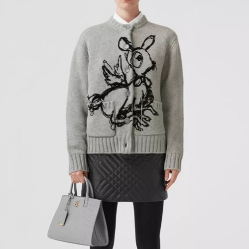 버버리 남성 브이넥 그레이 가디건 - Burberry Mens Gray Cardigan - bu26x