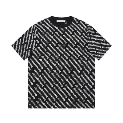 알렉산더왕 남성 이니셜 블랙 반팔티 - Alexander wang Mens Black Tshirts - alx0225x