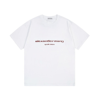알렉산더왕 남성 이니셜 화이트 반팔티 - Alexander wang Mens White Tshirts - alx226x