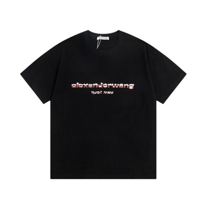 알렉산더왕 남성 이니셜 블랙 반팔티 - Alexander wang Mens Black Tshirts - alx227x