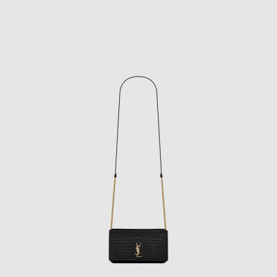 입생로랑 여성 유광 크로커다일 엠보싱 가죽 스트랩 모노그램 폰 홀더 - Saint Laurent Womens Glossy Crocodile Embossed Leather Strap Monogram Phone Holder - ysl760x - ysl758x