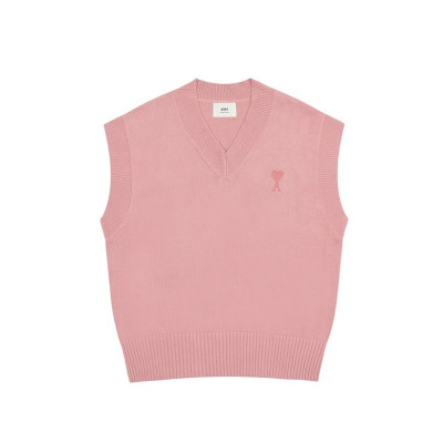 아미 남/녀 핑크 베스트 - Ami Unisex Pink Vest - am11x