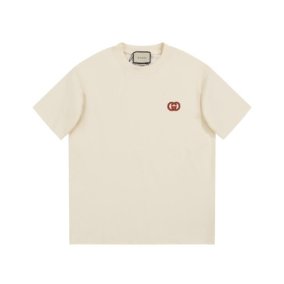 구찌 남/녀 아이보리 크루넥 반팔티 - Gucci Unisex Ivory Short sleeved Tshirts - gu916x
