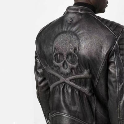 필립플레인 남성 블랙 가죽 자켓 - Philipp Plein Mens Black Jackets - phi0175x