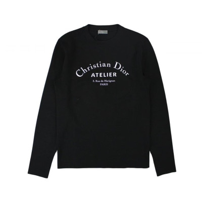 디올 남성 클래식 블랙 긴팔티 - Dior Mens Black Tshirts - di695x
