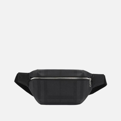 버버리 남/녀 런던 체크 레더 벨트백 【매장-150만원대】 - Burberry Unisex Black Hip-sack - bu305x
