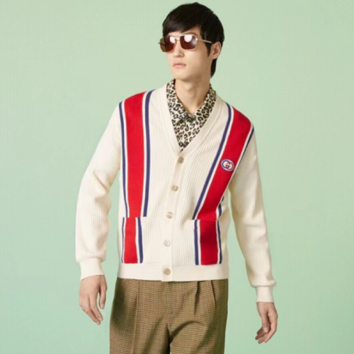 구찌 남성 아이보리 브이넥 가디건 - Gucci Mens Ivory Cardigan - gu1019x
