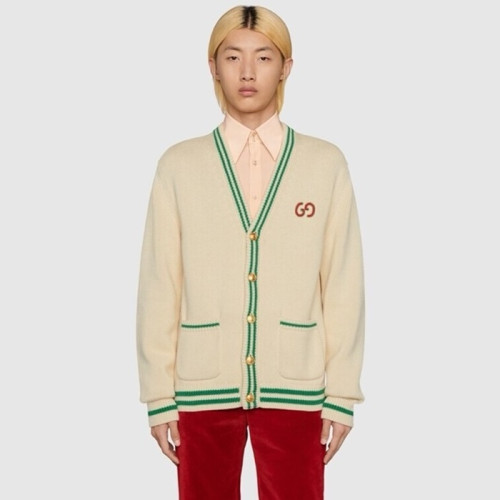 구찌 남성 아이보리 브이넥 가디건 - Gucci Mens Ivory Cardigan - gu1099x