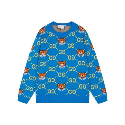 구찌 남/녀 캐쥬얼 크루넥 블루 스웨터 - Gucci Unisex Blue Sweaters- gu1111x