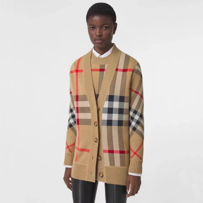 버버리 여성 브이넥 베이지 가디건 - Burberry Womens Beige Cardigan - bu361x