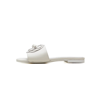 샤넬 여성 까멜리아 화이트 뮬 - Chanel Womens White Slippers - chs352x