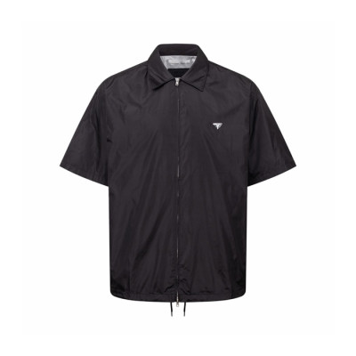 프라다 남성 리나일론 반팔 셔츠 - Prada  Mens Black Shirts - prc877x