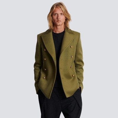 발망 남성 그린 코트 - Balmain Mens Green Coats - bac1041x