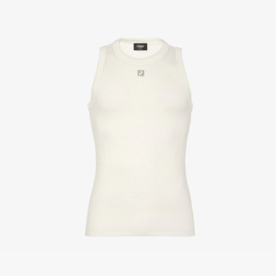 펜디 남성 화이트 나시 - Fendi Mens White Sleeveless Tshirt - fec1425x