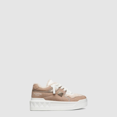 발렌티노 남/녀 원 스터드 XL 누벅 울 스니커즈 - Valentino Unisex One Stud XL Nubuck Wool Sneakers - vas1846x