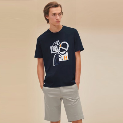 에르메스 남성 라운드 반팔티 - Hermes Mens Round Tshirt - hec5206x