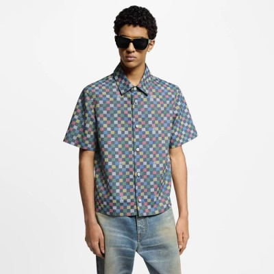 루이비통 남성 다미에 반팔 셔츠 - Louis vuitton Mens White Shirts - lvc5250x