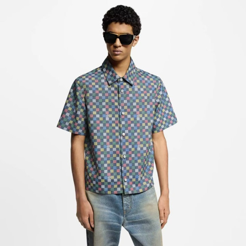 루이비통 남성 다미에 반팔 셔츠 - Louis vuitton Mens White Shirts - lvc5250x