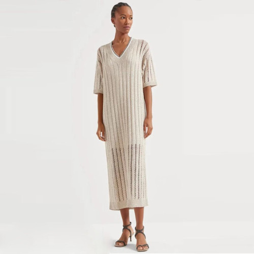 브루넬로쿠치넬리 여성 브이넥 원피스 - Brunello Cucinelli Womens V-neck One-pieces - brc5950x