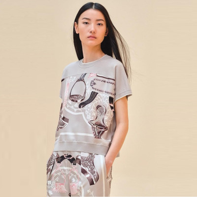 에르메스 여성 크루넥 반팔티 - Hermes Womens Round Tshirt - hec6528x