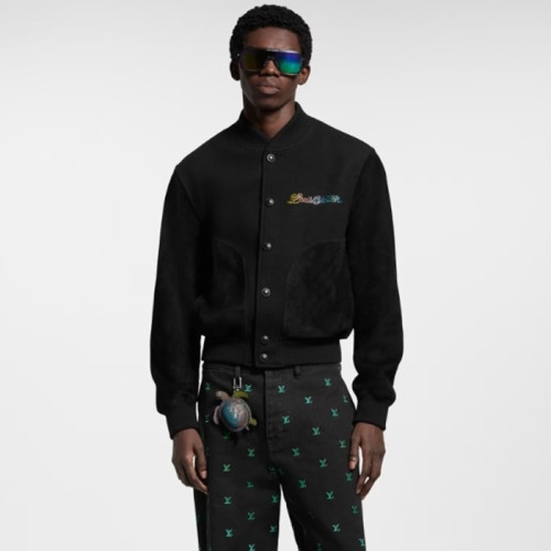 루이비통 남성 레더 믹스 바시티 블루종 - Louis vuitton Mens Leather Mix Varsity Blouson - lvc6574x