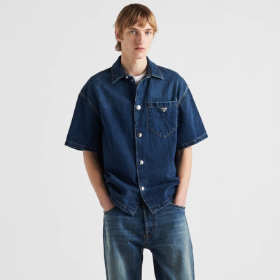 프라다 남성 반팔 셔츠 - Prada Mens Denim Shirts - prc7026x