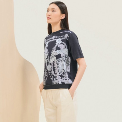 에르메스 여성 크루넥 반팔티 - Hermes Womens Round Tshirt - hec7448x