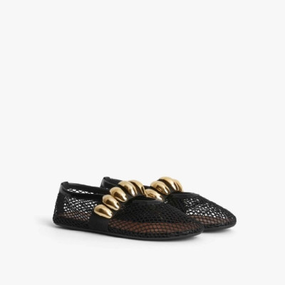 알라이아 여성 피시넷 쥬얼 발레 플랫 슈즈 - Alaia Womens Fishinet Jewel Ballet Flat Shoes - als6251x