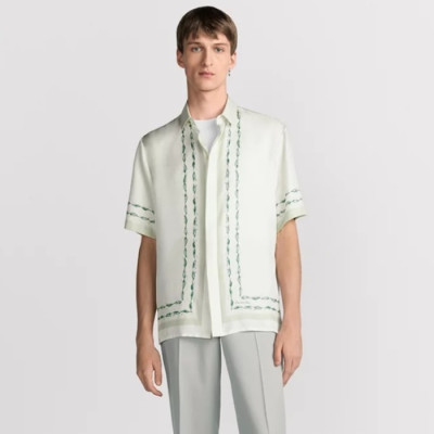 디올 남성 꾸뛰르 은방울꽃 반소매 셔츠 - Dior Mens Couture Silver Bell Flower Shirt - dic7713x