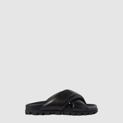 미우미우 여성 나파 슬라이드 - Miumiu Womens Nappa Slides - mis6504x