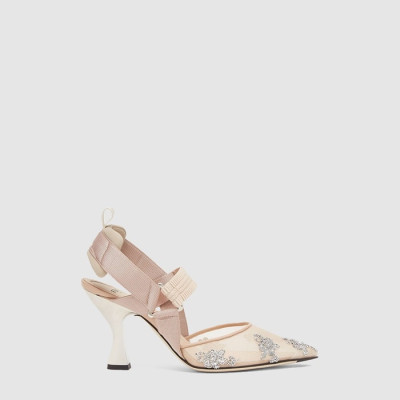펜디 여성 콜리브리 하이 힐 슬링백 - Fendi Womens Colibri High Heel Slingback - fes6745x