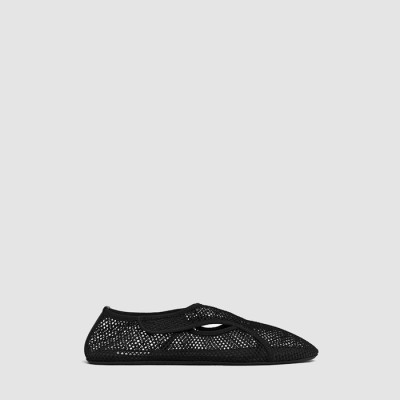알라이아 여성 피시넷 로우 뱀프 발레 플랫 슈즈 - Alaia Womens Fishnet Material Low Vamp Ballet Flat Shoes - als6909x