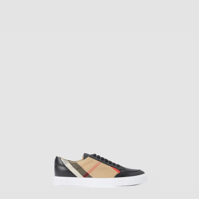 버버리 남/녀 하우스 체크 레더 스니커즈 - Burberry House Check Leather Sneakers - bus8011x