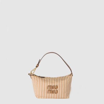 미우미우 여성 로고 장식 자카드 패브릭 파우치 - Miumiu Womens Logo-embellished Jacquard Fabric Pouch - mib9638x