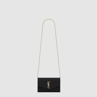 입생로랑 여성 마이크로 업타운 체인 지갑 - Saint Laurent Womens Uptown Chain Wallet in Micro Raffia - ysb10153x