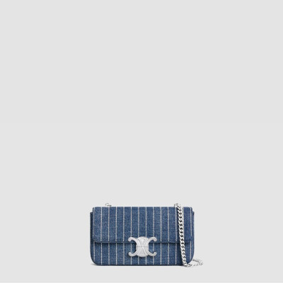 셀린느 여성 클로드 스트라이프 스트라스 체인 숄더백 - Celine Womens Claude Stripe Strass Chain Shoulder Bag - ceb10683x