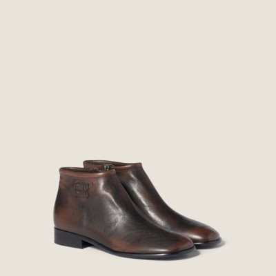 미우미우 여성 퓸 레더 부츠 - Miumiu Womens Fume Leather Booties - mis8950x