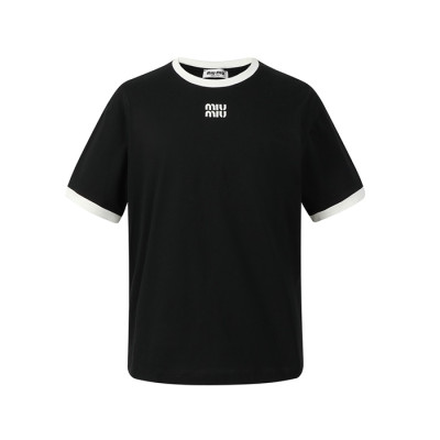 미우미우 남/녀 라운드 반팔 티셔츠 - Miumiu Unisex Round Tshirt - mic13721x