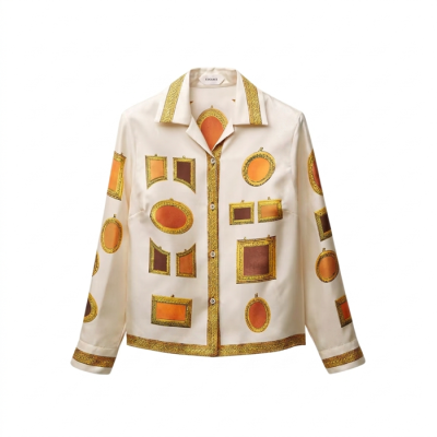 베르사체 여성 프린트 실크 트윌 셔츠 - Versace Womens Printed Silk Twill Shirt - vec14545x
