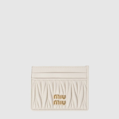 미우미우 여성 마테라쎄 가죽 카드 지갑 - Miumiu Womens Matelassé Leather Card Holder - miw695x