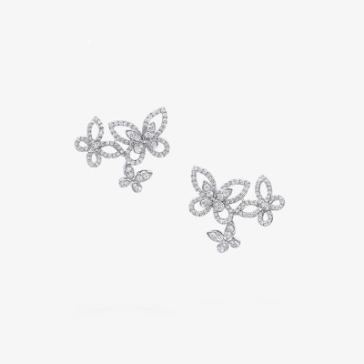 그라프 여성 트리플 버터플라이 실루엣 이어링 - Graff Womens Triple Butterfly Silhouette Diamond Earrings - acc7767x