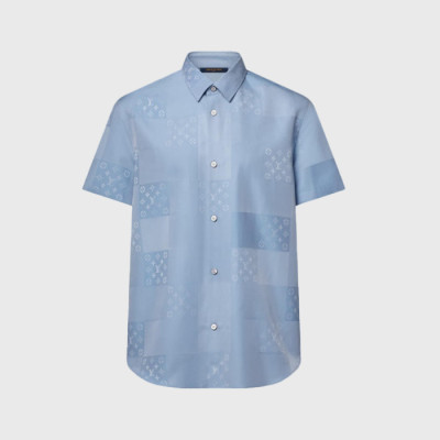 루이비통 남성 패치워크 자카드 반팔 셔츠 - Louis vuitton Mens Patchwork Jacquard Short Sleeved Shirt - lvc15664x