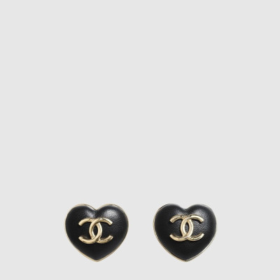 샤넬 여성 CC 하트 레더 이어링 - Chanel Womens CC Heart Leather Earring - acc8035x