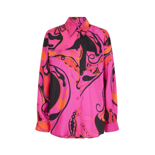 푸치 여성 오키디 프린트 실크 셔츠 - Pucci Womens Orchidee Print Silk Shirt - puc16016x