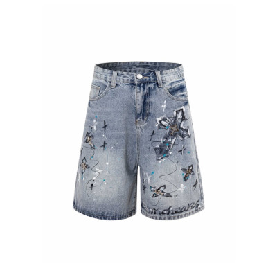 크롬하츠 남성 데님 쇼츠 - Chrom Hearts Mens Denim Shorts - chc16193x